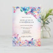水エレガント色バタフライワイルドフラワーカラフル 招待状 (スタンド正面)