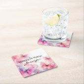 水エレガント色バタフライ紙コースター スクエアペーパーコースター (インサイチュ)