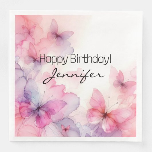 水エレガント色バタフライ紙ナプキン (正面)