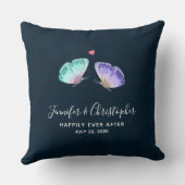 水エレガント色バタフライ結婚デュオ クッション (裏面)