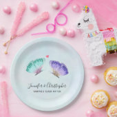 水エレガント色バタフライ結婚ペア ペーパープレート (パーティー)