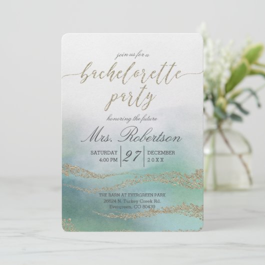 水エレガント色バチェロレッテ招待状 招待状 (スタンド正面)