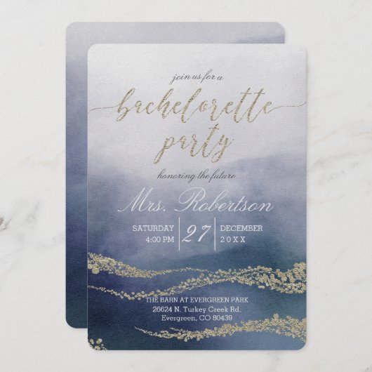 水エレガント色バチェロレッテ招待状 招待状 (正面/裏面)