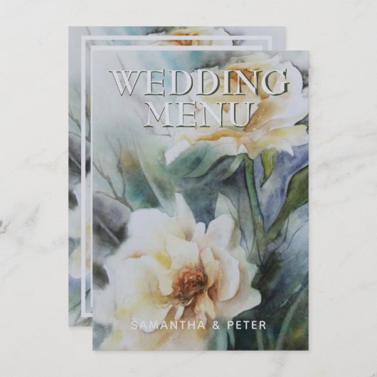 水エレガント色バラクリームとセージ緑 メニュー (正面/裏面)