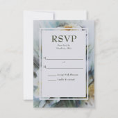 水エレガント色バラクリームとセージ緑 出欠カード (正面)