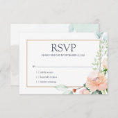 水エレガント色バラピンクフローラ 出欠カード (正面/裏面)