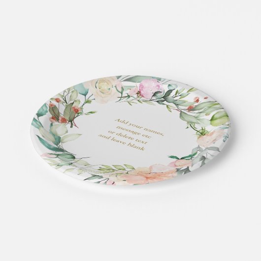 水エレガント色バラフローラガーランド ペーパープレート (アングル)