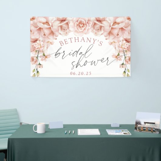 水エレガント色バラフローラブライダルシャワー 横断幕 (トレードショー)