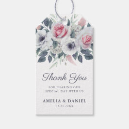 水エレガント色バラブルー結婚の感謝 ギフトタグ