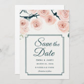 水エレガント色バラ招待状 招待状 (正面/裏面)