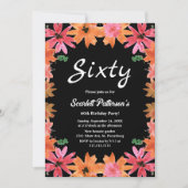 水エレガント色バラ秋フローラ60誕生日 招待状 (正面)