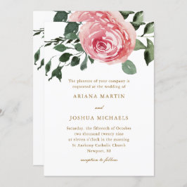 水エレガント色バラ結婚式招待状 招待状