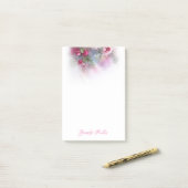 水エレガント色バラ花手スクリプト ポストイット (デスク上)