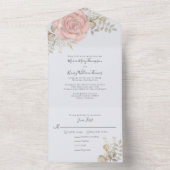水エレガント色バラ金ゴールド金ゴールドブルゴーニュフローラ オールインワン招待状 (内側)