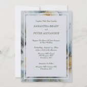 水エレガント色バラ、セージ・グリーン&クリーム 招待状 (裏面)