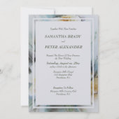 水エレガント色バラ、セージ・グリーン&クリーム 招待状 (裏面)