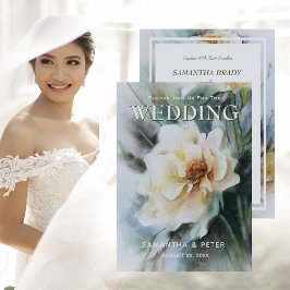 水エレガント色バラ、セージ・グリーン&クリーム 招待状