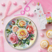 水エレガント色バラ ペーパープレート (パーティー)