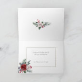 水エレガント色バラ、松と金ゴールドフレーム写真 シーズンカード (内部)