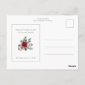 水エレガント色バラ、松と金ゴールドフレーム写真 ポストカード (裏面)