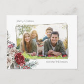 水エレガント色バラ、松と金ゴールドフレーム写真 ポストカード (正面)