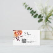 水エレガント色バーガンディQRコードウェディングRSVP エンクロージャーカード (スタンド正面)