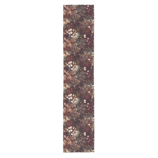 水エレガント色パインとベリーブルゴーニュ金ゴールド ショートテーブルランナー (正面)