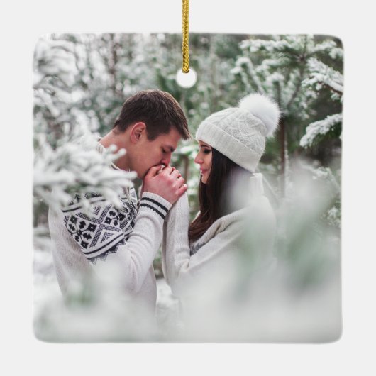 水エレガント色パインカップル初めてのクリスマス セラミックオーナメント (裏面)