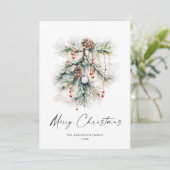 水エレガント色パインコーン分岐クリスマス シーズンカード (スタンド正面)