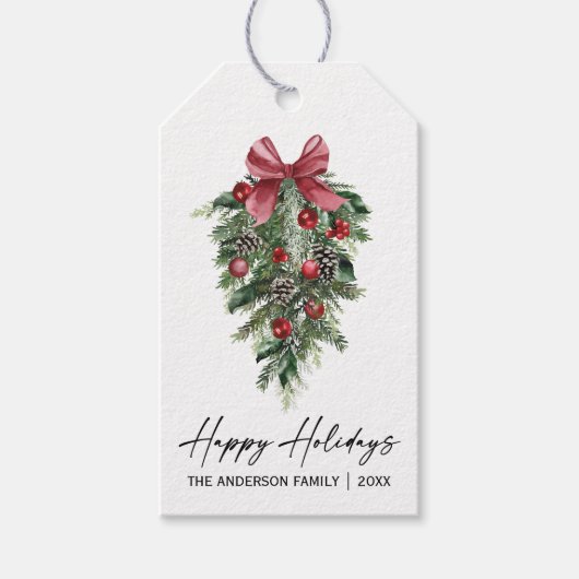 水エレガント色パインズ書道インクホリデー ギフトタグ (正面)