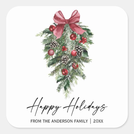 水エレガント色パインズ書道インクホリデー スクエアシール (正面)