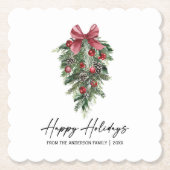 水エレガント色パインズ書道インクホリデー ペーパーコースター (正面)