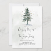 水エレガント色パインツリーシックなクリスマスパーティー 招待状 (正面)