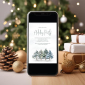 水エレガント色パインツリーホリデーパーティー 招待状