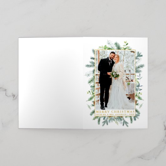 水エレガント色パインフレーム新着金ゴールド 箔シーズンカード (外側レイダウン)