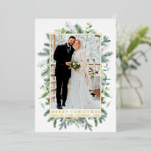 水エレガント色パインフレームnewlyweds金ゴールド 箔シーズンカード (立ち正面)