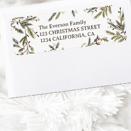 水エレガント色パインブランチリースクリスマス ラベル