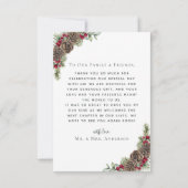 水エレガント色パイン冬の結婚式の写真 サンキューカード (裏面)