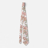 水エレガント色パステルフラワーズアンドピンクローズ ネクタイ (裏面)