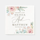 水エレガント色パステルフローラ結婚多肉症 スタンダードカクテルナプキン (正面)