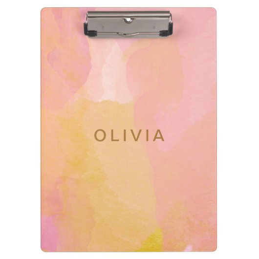 水エレガント色パステル名パーソナライズされたピンク クリップボード (正面)