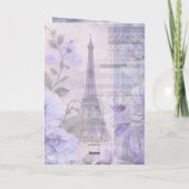 水エレガント色パリジャンレディ誕生日カード サンキューカード (裏面)