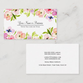 水エレガント色パンジーカラフル 名刺