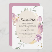 水エレガント色パンジーフローラ楕円 セーブザデート (正面/裏面)