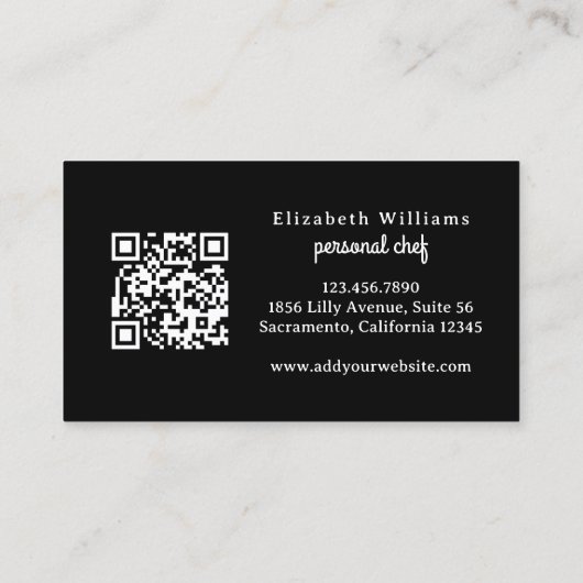 水エレガント色パーソナルシェフQRコード 名刺 (裏面)