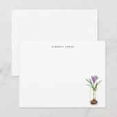 水エレガント色パープルクロカス春花なし ノートカード (正面/裏面)