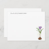 水エレガント色パープルクロカス春花なし ノートカード (正面/裏面)