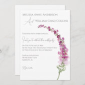 水エレガント色パープルデルフィニウムフローラ 招待状 (正面/裏面)