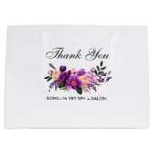 水エレガント色パープルバイオレットフローラありがとう ラージペーパーバッグ (正面)