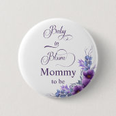 水エレガント色パープルフラワーモミー 缶バッジ (正面)